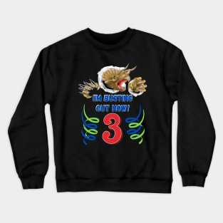 3rd Birthday Dinosaur Busting Out! Crewneck Sweatshirt